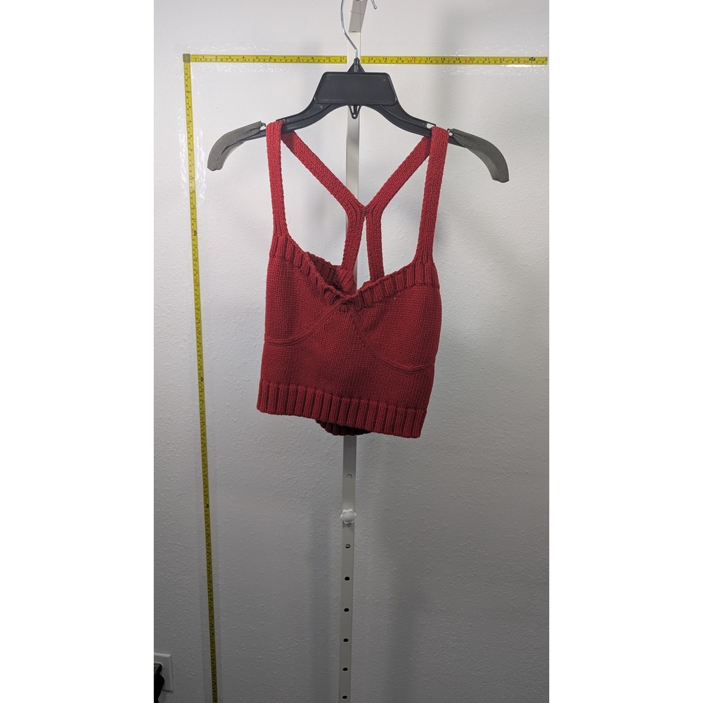 Zara Red Knit Bustier Crop Top Sleeveless Ribbed Corset Style Racerback Medium